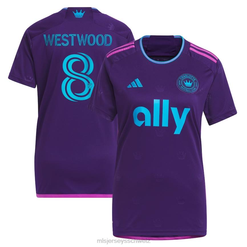 MLS Jerseys Frauen Charlotte FC Ashley Westwood Adidas Lila 2023 Crown Jewel Kit Replika-Trikot HT0J787 Jersey