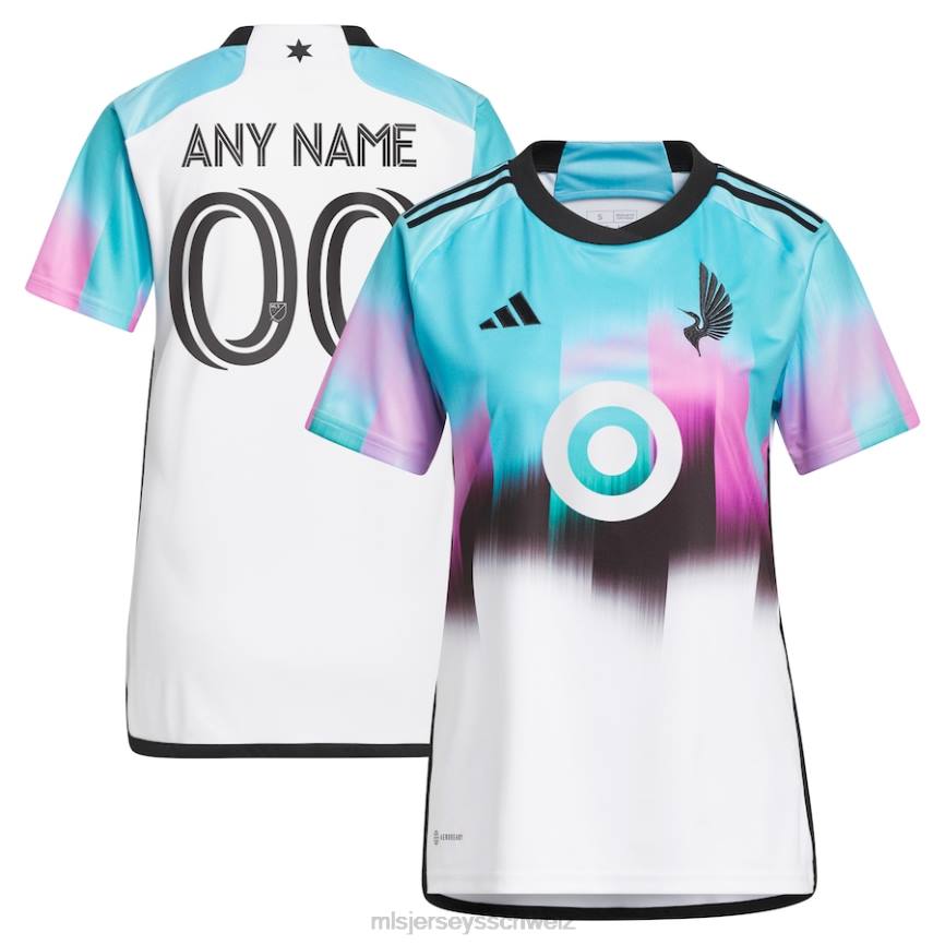 MLS Jerseys Frauen Minnesota United FC Adidas Weißes 2023 The Northern Lights Kit Replika-Trikot nach Maß HT0J461 Jersey