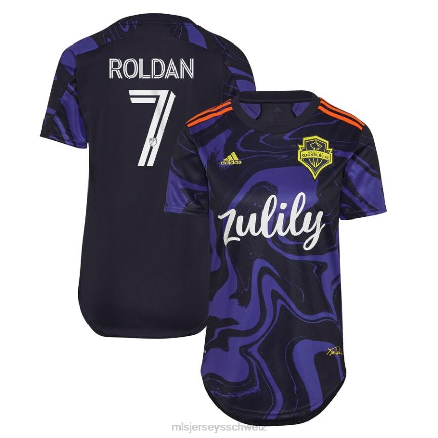 MLS Jerseys Frauen Seattle Sounders FC Cristian Roldan adidas lila 2021 das Jimi Hendrix Kit Replika-Spielertrikot HT0J196 Jersey