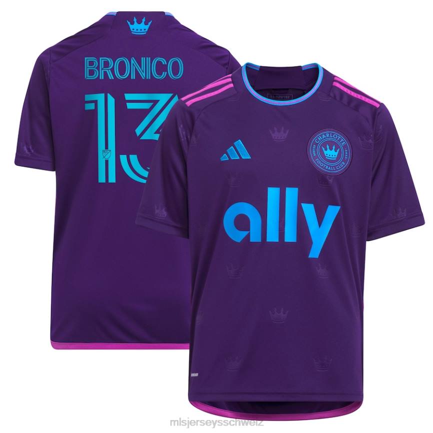 MLS Jerseys Kinder Charlotte FC Brandt Bronico adidas Lila 2023 Crown Jewel Kit Replika-Trikot HT0J624 Jersey
