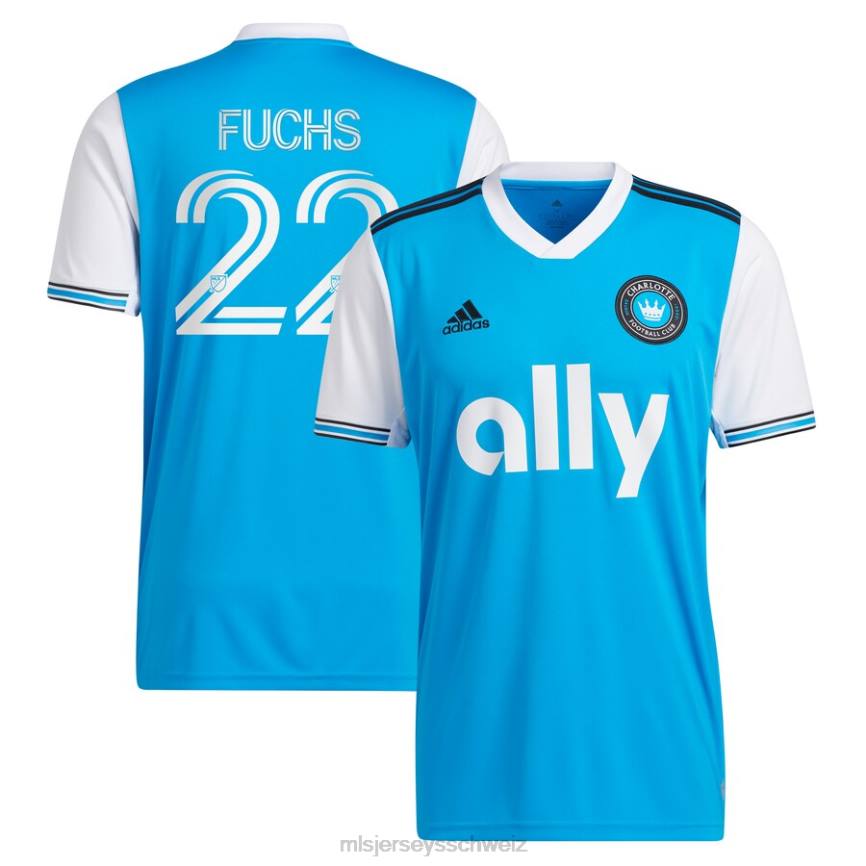 MLS Jerseys Männer Charlotte FC Christian Fuchs adidas Blau 2022 Primär-Replika-Spielertrikot HT0J419 Jersey