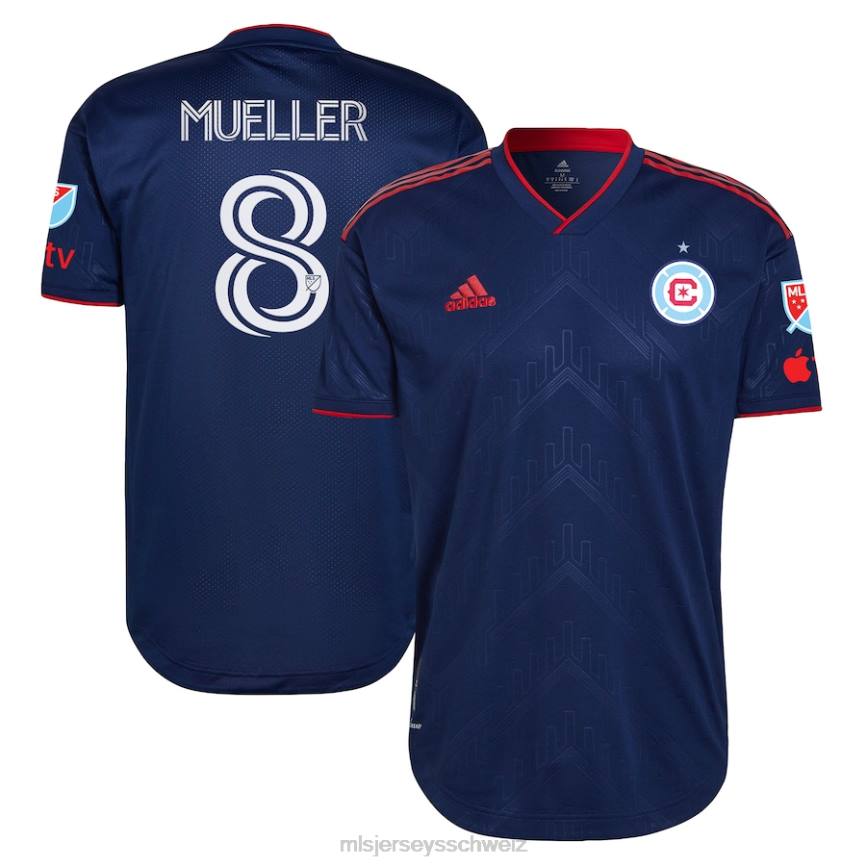 MLS Jerseys Männer Chicago Fire Chris Mueller adidas Blue 2023 Water Tower Kit authentisches Spielertrikot HT0J912 Jersey