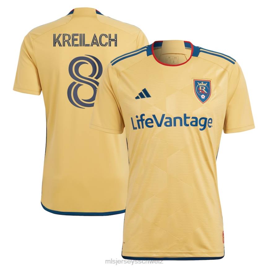 MLS Jerseys Männer Real Salt Lake Damir Kreilach adidas Gold 2023 The Beehive State Kit Replika-Spielertrikot HT0J674 Jersey