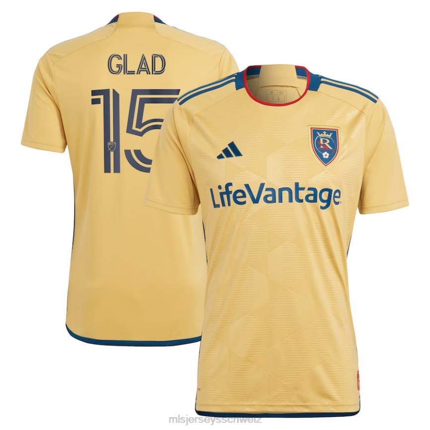 MLS Jerseys Männer Real Salt Lake Justen froh, adidas Gold 2023 The Beehive State Kit Replika-Spielertrikot HT0J1120 Jersey