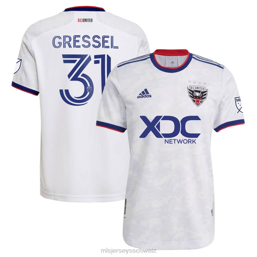 MLS Jerseys Männer Gleichstrom United Julian Gressel adidas Weiß 2022 The Marble authentisches Spielertrikot HT0J1266 Jersey