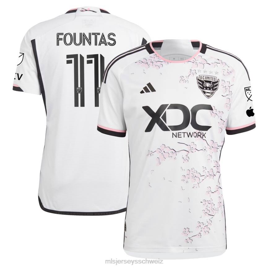 MLS Jerseys Männer Gleichstrom United Taxi Fountas adidas White 2023 The Cherry Blossom Kit authentisches Spielertrikot HT0J815 Jersey