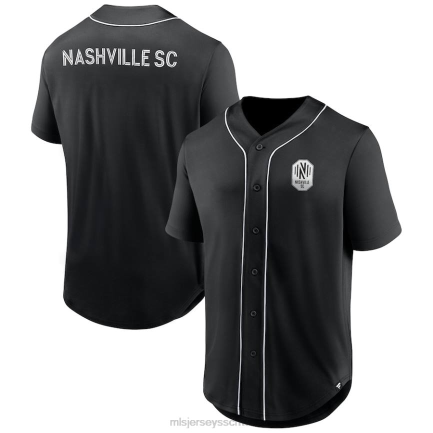 MLS Jerseys Männer Schwarzes, modisches Baseball-Trikot mit Knöpfen aus der dritten Periode der Marke „Nashville SC Fanatics“. HT0J133 Jersey