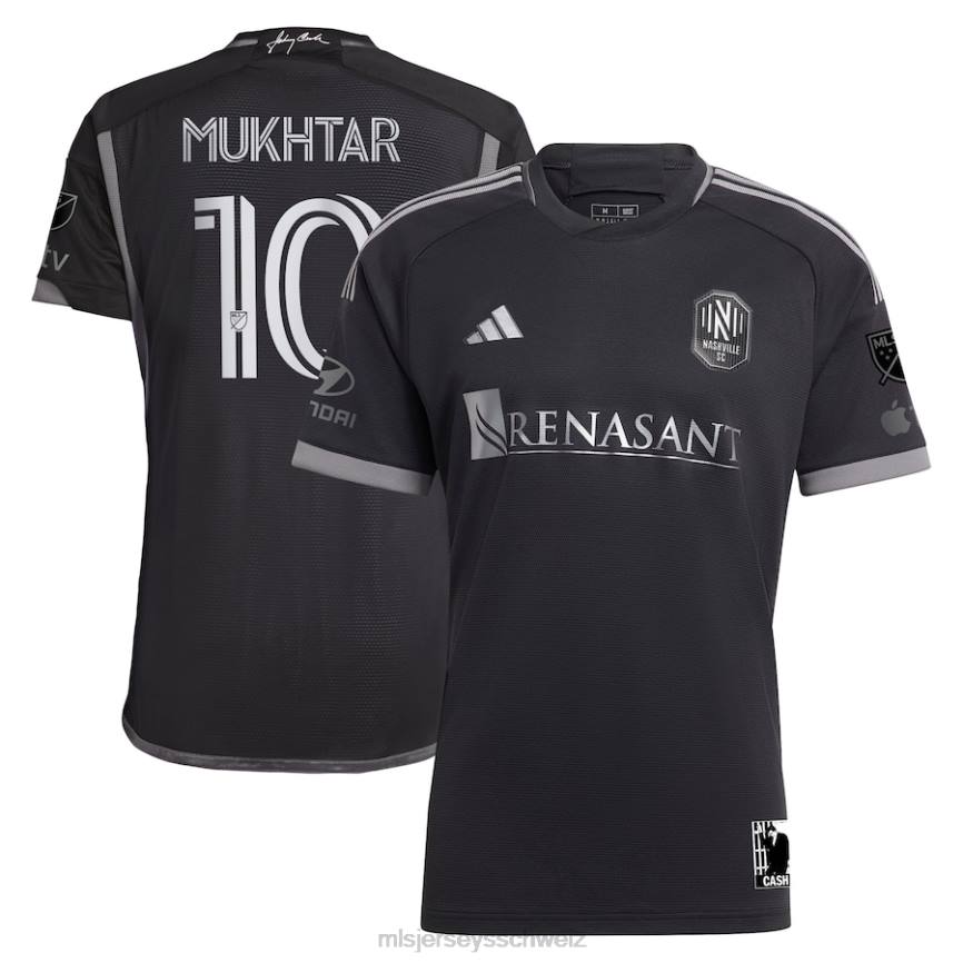 MLS Jerseys Männer nashville sc hany mukhtar adidas schwarzer 2023-Mann im schwarzen Kit, authentisches Spielertrikot HT0J175 Jersey
