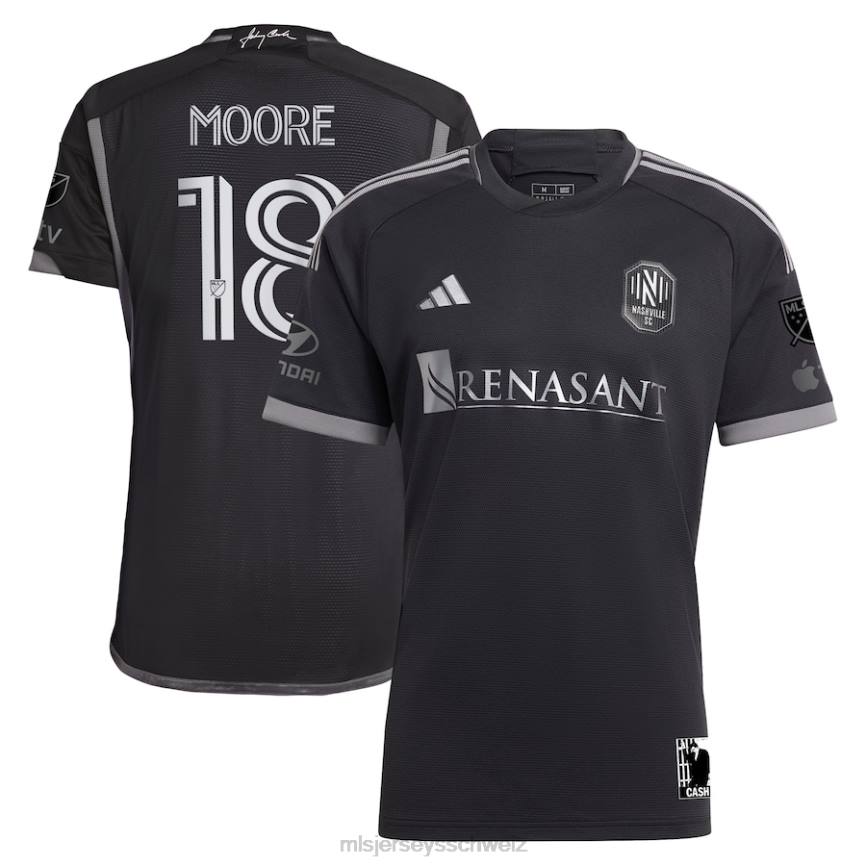 MLS Jerseys Männer nashville sc shaq moore adidas schwarz 2023 Mann im schwarzen Kit authentisches Spielertrikot HT0J1036 Jersey