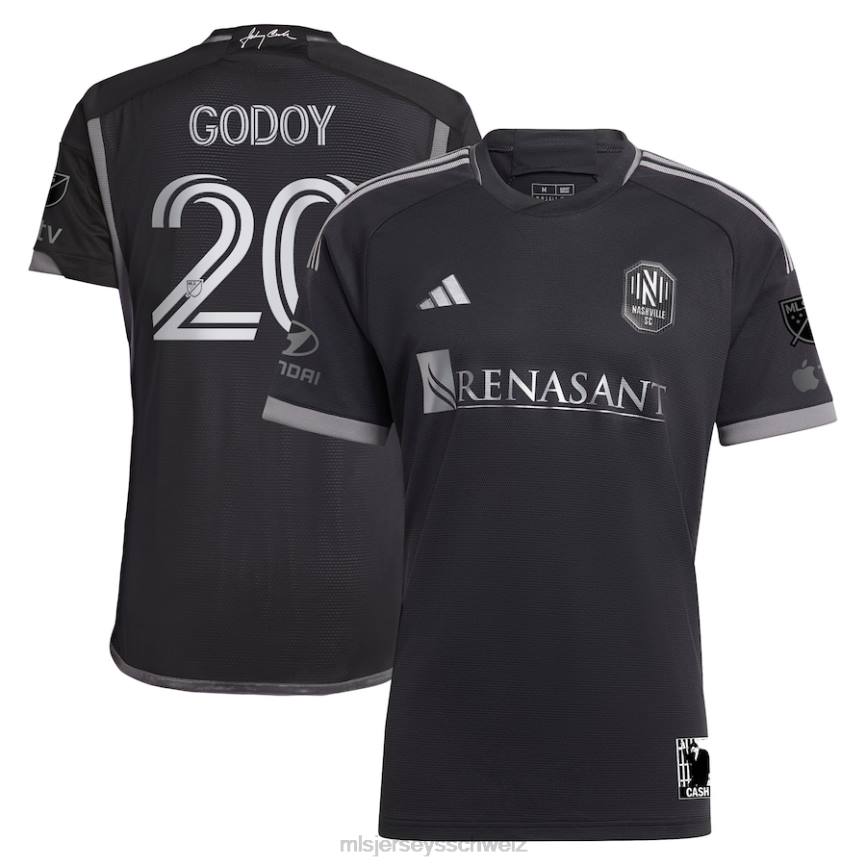 MLS Jerseys Männer nashville sc anibal godoy adidas schwarzer 2023-Mann im schwarzen Kit, authentisches Spielertrikot HT0J1398 Jersey