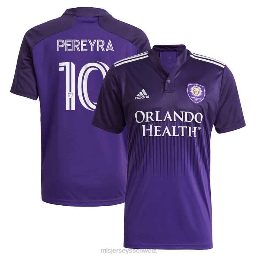 MLS Jerseys Männer Orlando City SC Mauricio Pereyra adidas Lila 2021 Thick N Thin Kit Replika-Spielertrikot HT0J835 Jersey