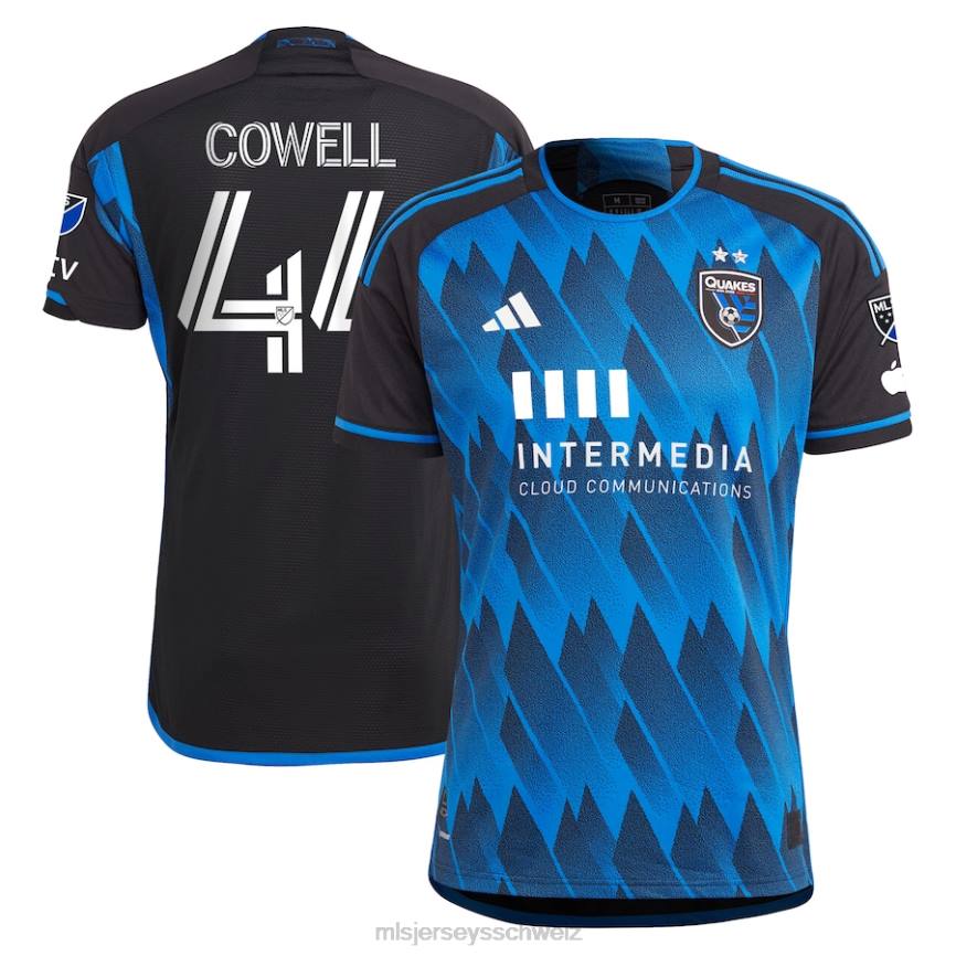 MLS Jerseys Männer San Jose Erdbeben, Cade Cowell adidas Blue 2023 Active Fault Jersey, authentisches Trikot HT0J479 Jersey