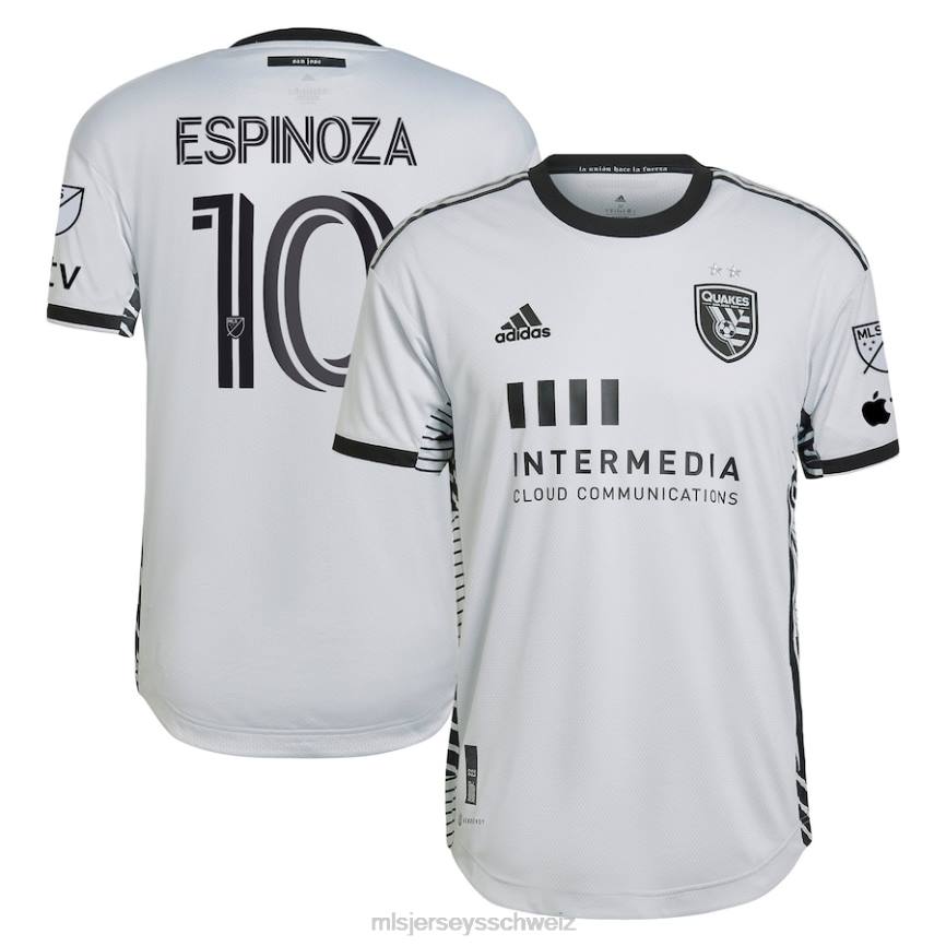 MLS Jerseys Männer San Jose Erdbeben Cristian Espinoza adidas Grau 2023 The Creator Kit authentisches Spielertrikot HT0J830 Jersey