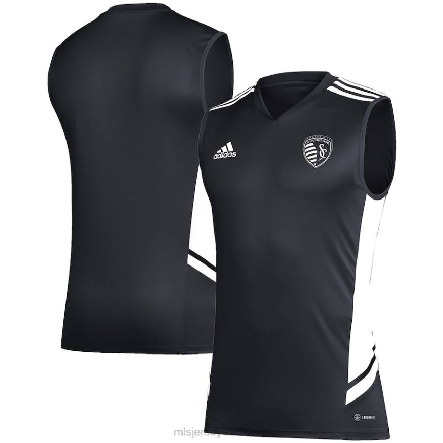MLS Jerseys Männer Sportliches Kansas City adidas schwarz/weißes ärmelloses Trainingstrikot HT0J428 Jersey