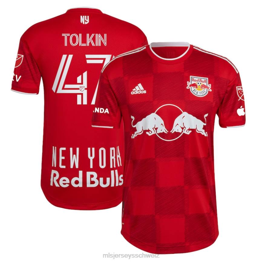 MLS Jerseys Männer New York Red Bulls John Tolkin adidas rotes 2023 1ritmo authentisches Spielertrikot HT0J593 Jersey