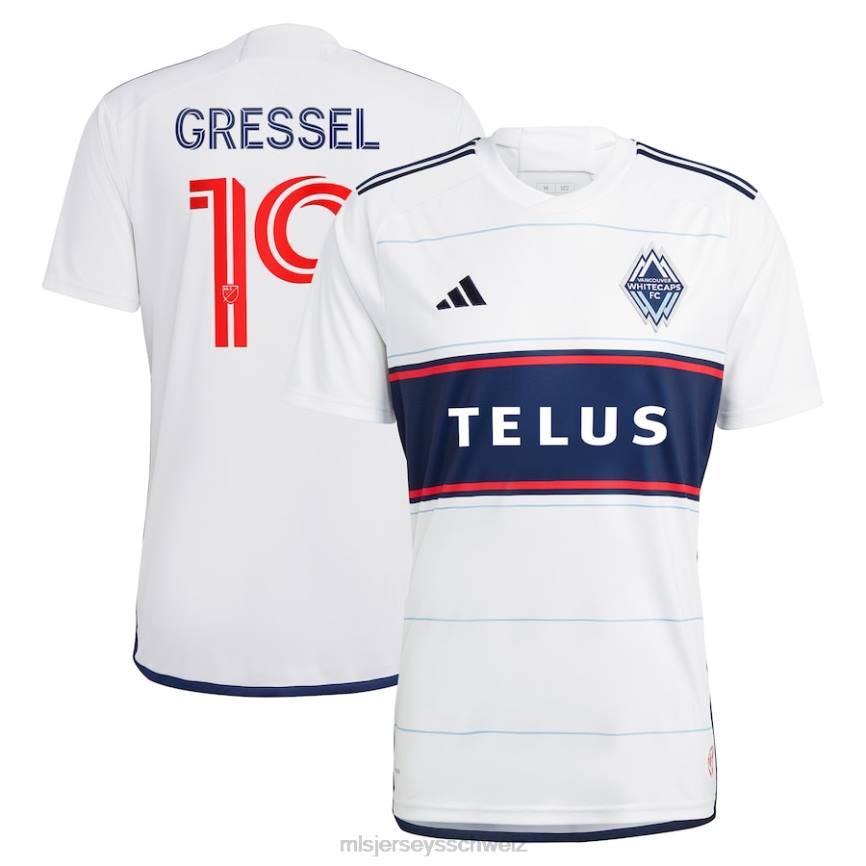 MLS Jerseys Männer Vancouver Whitecaps FC Julian Gressel Adidas Weißes 2023 Bloodlines Replika-Spielertrikot HT0J1203 Jersey