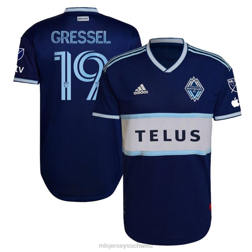 MLS Jerseys Männer Vancouver Whitecaps FC Julian Gressel adidas Blau 2023 The Hoop & This City authentisches Spielertrikot HT0J590 Jersey