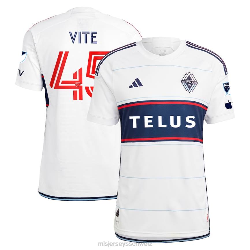 MLS Jerseys Männer Vancouver Whitecaps FC Pedro Vite adidas weißes 2023 Bloodlines authentisches Spielertrikot HT0J888 Jersey
